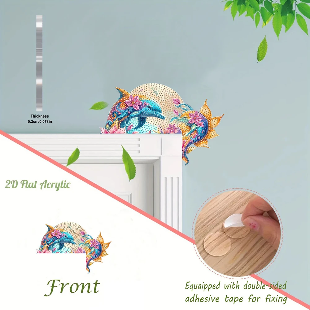 

Dolphin 2D Flat Diamond Painting Door Corner Sign DIY Door Frame Decoration