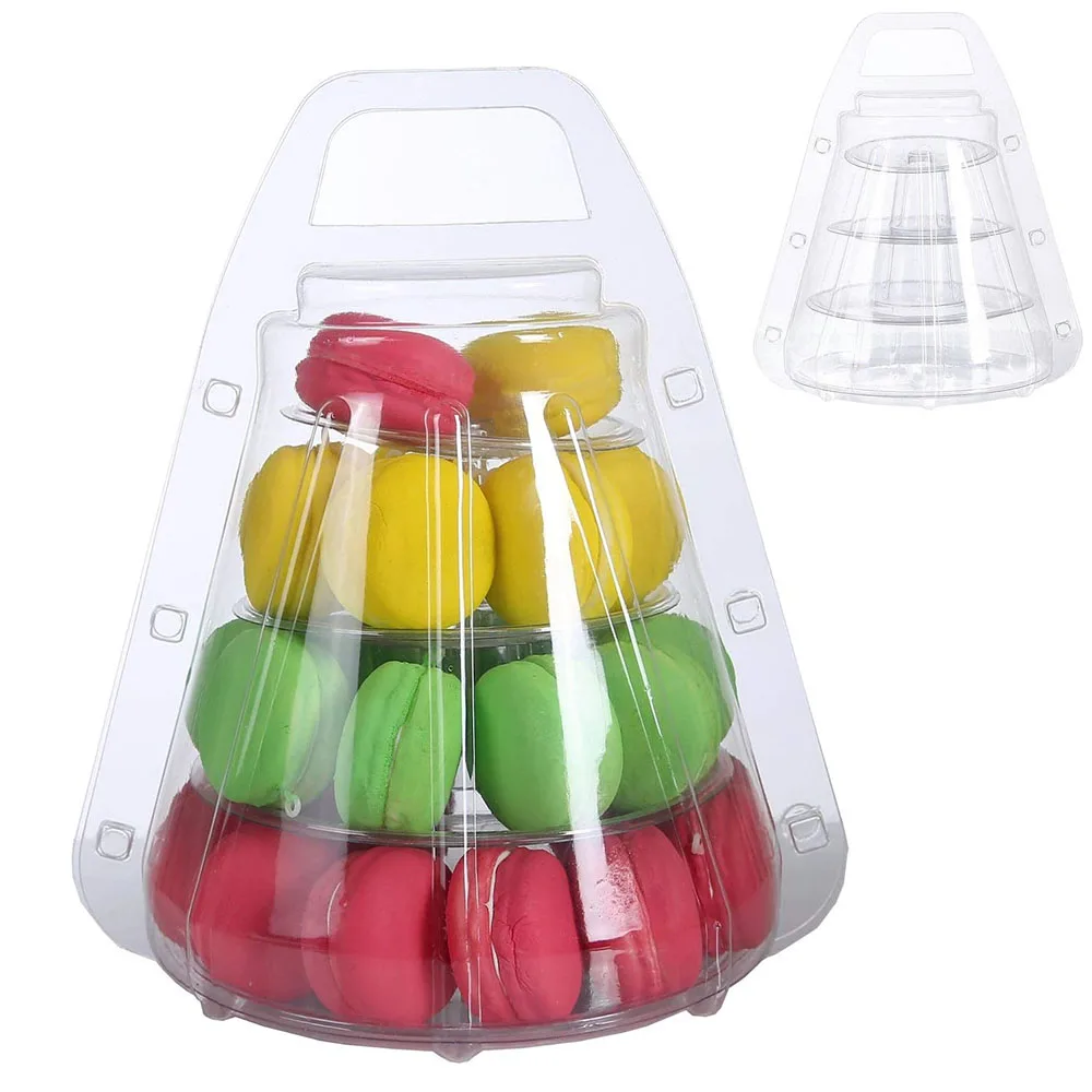 4 Tiers Portable Box Cupcake Display Rack Holder Macaron Tower Macaroon Display Cake Stand Birthday Party Wedding Decoration
