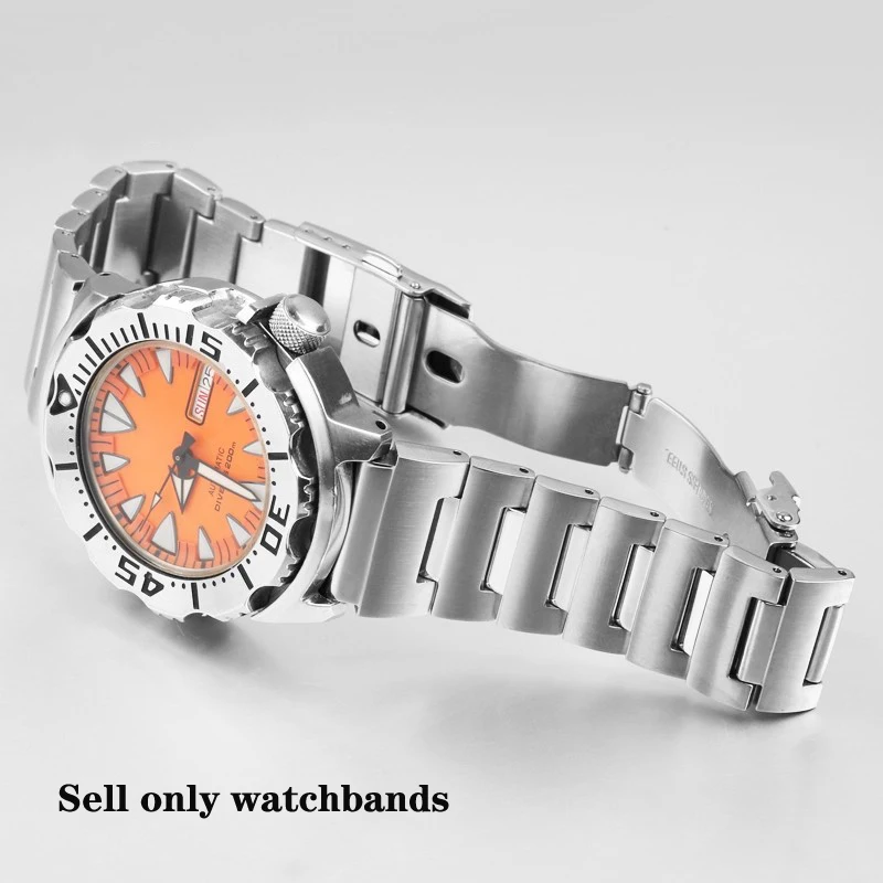 For Seiko No.5 metal Watchband Red Toothed Water Ghost Little Monster Srp307 313 Skx779 781 men Watch Strap Stainless Steel band