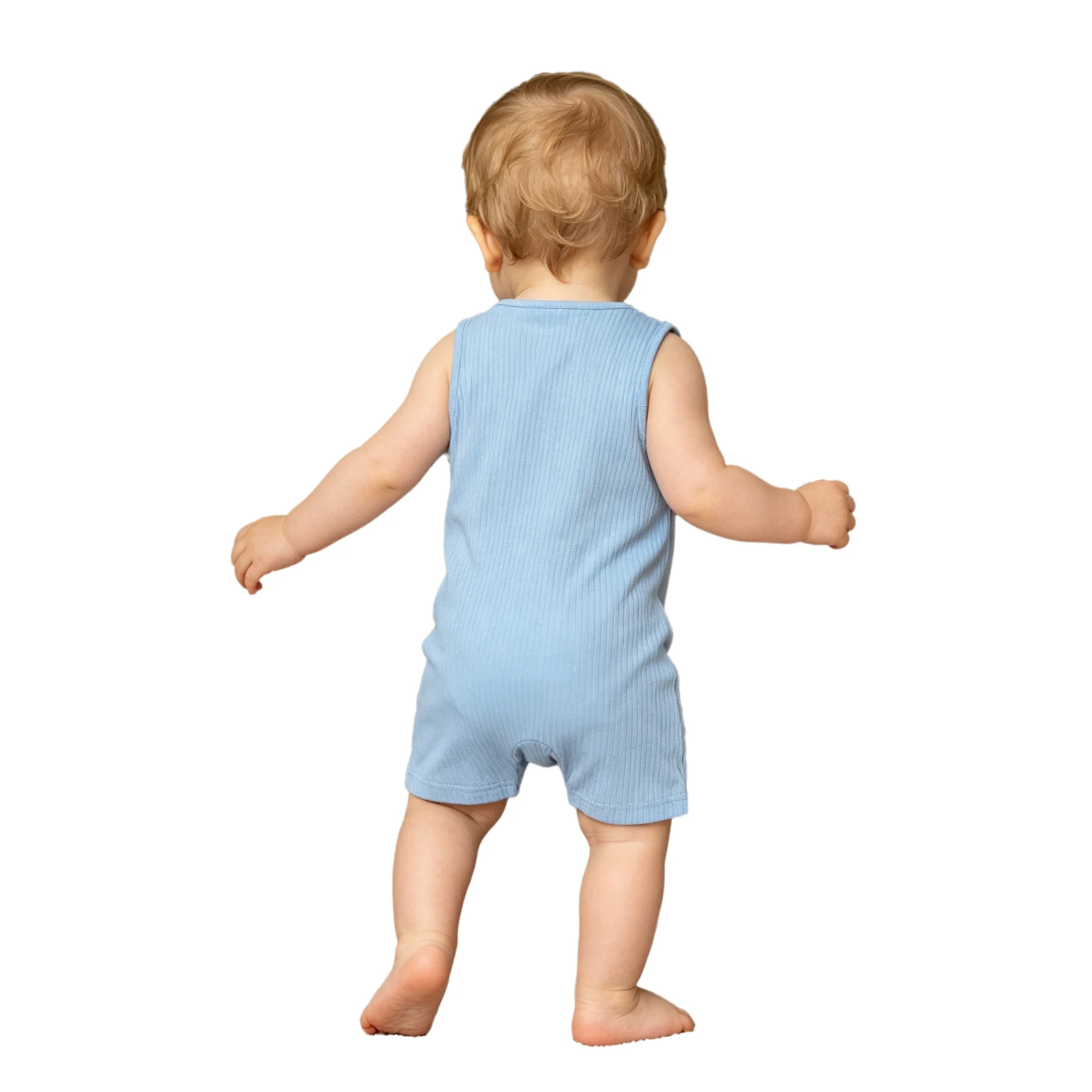 Baby Boys Girls Ribbed Romper Sleeveless Press Button Crotch Jumpsuit with Pocket Outdoor Outing Casual Daily Life Costumes