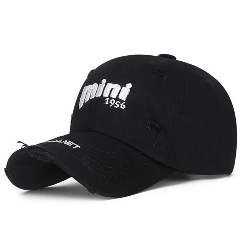 

2024 New Washable Cotton Vintage Embroidery Baseball Caps For Men And Women Personality Broken Hole Retro Hip Hop Party Hats