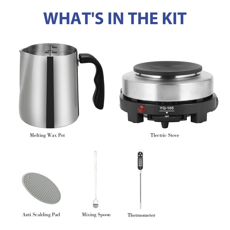 Candle Making Kit with Hot Plate,Candle Making Kit for Beginners with Melting Pot,Anti-Scalding Pad Perfect Set US Plug-A46I
