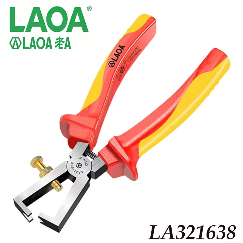 LAOA 6 Inch VDE Insulated Flat Nose Pliers 1000V High Voltage High Temperature Resistant Wire Stripping Electrician Hand Tool