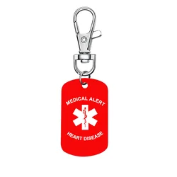 Medical alert pendant, aluminum keychain, suitable for bag, wallet, car key decoration