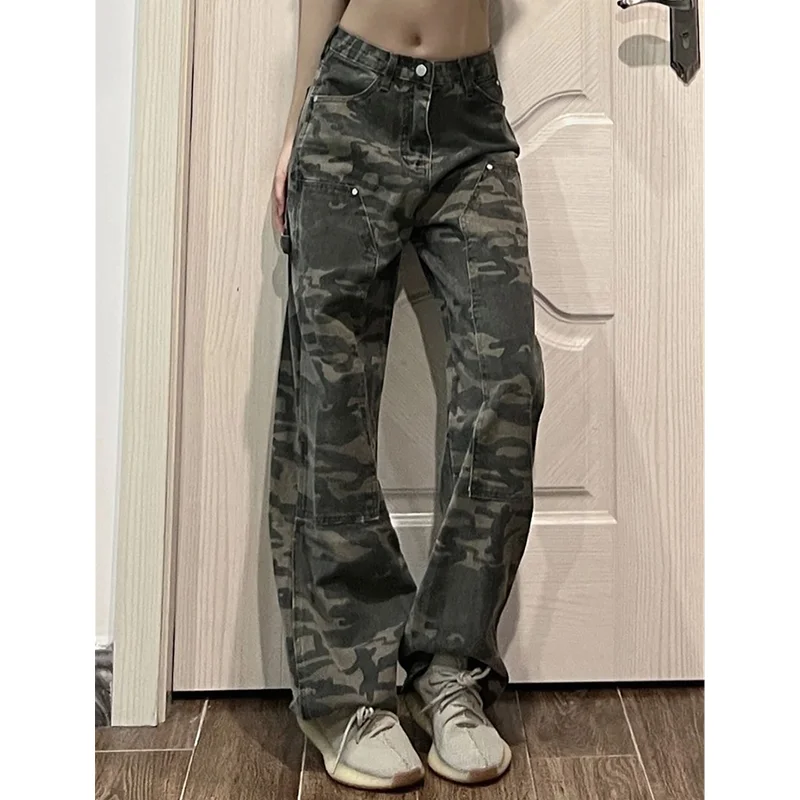 

Fashion Women Loose Girls Hip Hop PantsCamouflage Harajuku Baggy Jeans Female CoolArmygreen Boyfriend Pants 2023 Summer Jeans