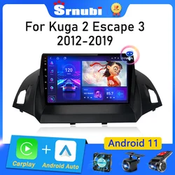 Srnubi 2 Din Android 11 Radio samochodowe dla Ford C-MAX Kuga 2 Escape 3 2012-2019 Odtwarzacz multimedialny Carplay Nawigacja GPS Jednostka główna