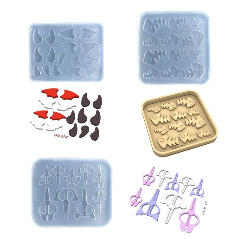 

Fishbone /Scissors/ Devil Horn /Wings Quicksand Silicone Mold Hollow Epoxy Shaker Fillings Molds Epoxy Resin Filler Mold