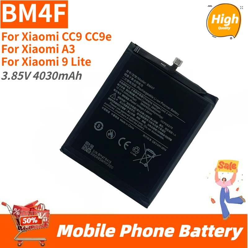 

Brand New Replacement Mobile Phone Battery 3.85V 4030mAh BM4F For Xiaomi CC9 CC9e Mi A3 Mi 9 Lite