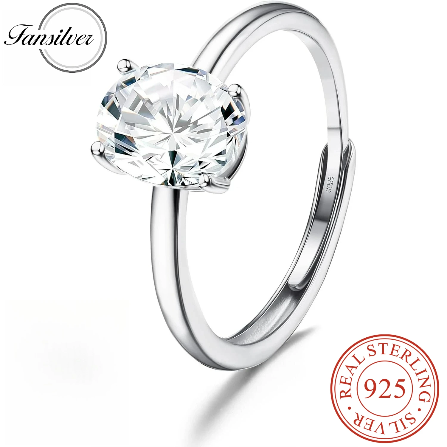 

Fansilver Adjustable 925 Sterling Silver Rings for Women CZ Engagement Promise Wedding Rings Anniversary Jewellery Gifts