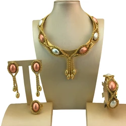 Yuminglai Set di gioielli brasiliani Gioielli placcati in oro per le donne Festa di nozze FHK19555