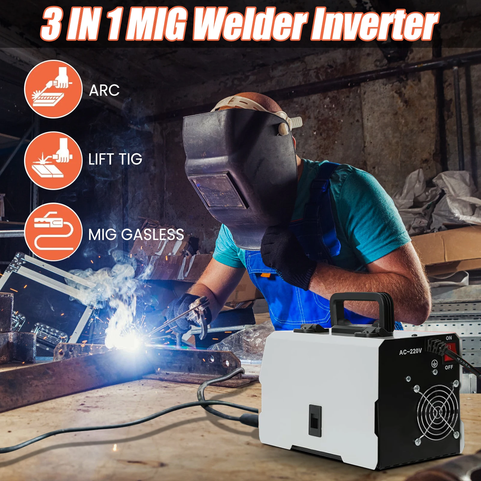 Soudeuse MIG 3 en 1 MIG-270 220V semi-automatique, machine à souder MMA/ARC TIG, soudeuse à inverter, soudeuse MIG sans gaz, portable pour la maison ﻿