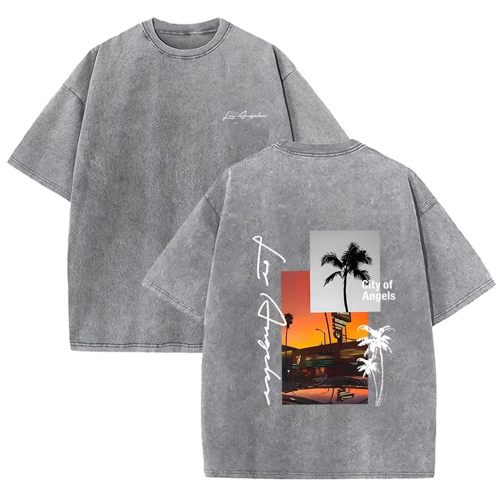 Distressed Vintage Washed Tee Vintage Square Crow Floral Print Support Local Murder Funny Slogan Loose T Shirts Asian Size