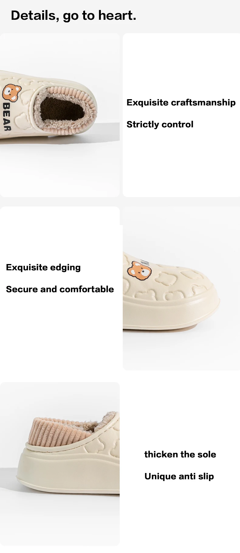 Wasserdichte Winter-Hausschuhe für Damen und Herren, Niedliche Bären-Design, EVA, Warm, Plüsch Gefüttert, Dicke Plattform, Rutschfest, für Innenräume, Schlafzimmer, Pantoffeln – Detail 13