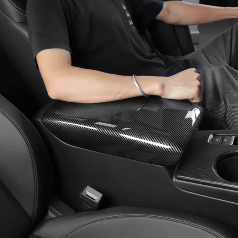 For Honda 11th Gen Civic 2022-2023 ABS Carbon Silver Red Car Armrest frame Storage Box Cover Trim