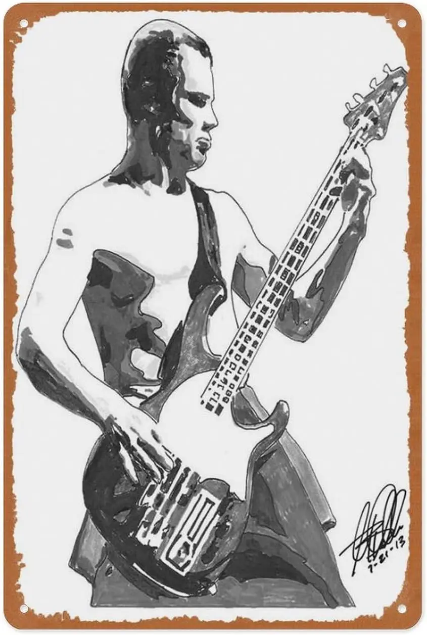 Letrero Metálico de Banda - Flea, Red Hot Chili Peppers, Músico de Bajo, Bajista, Arte de Pared Vintage de Funk Rock para Salas de Música