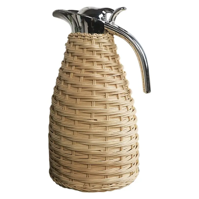 

ABRW-Bamboo Woven Handmade Bamboo Traditional Kettle Stainless Steel Liner Decorative Kitchen Hot Water Tool 2L B