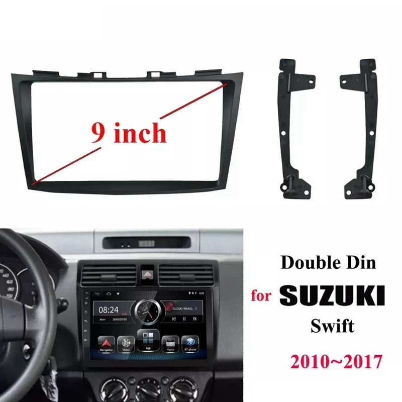 

New-9 Inch 2 Din Auto Radio Car Player DVD Dashboard Audio Panel Mount Installation Fascia Frame For Suzuki Swift 2010-2017