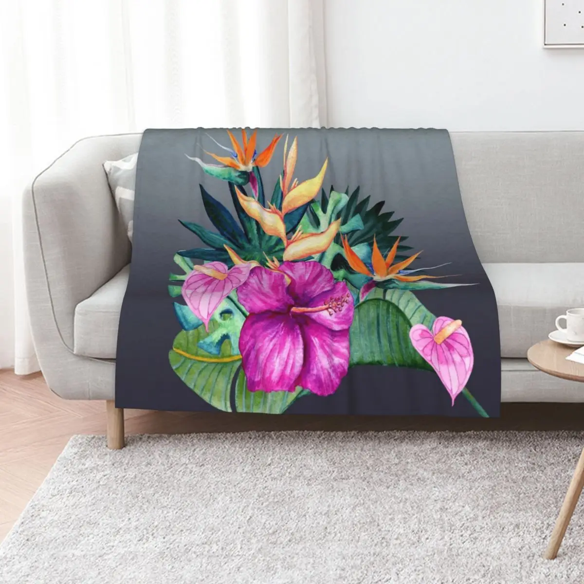 Hawaiian Bird of Paradise and Hibiscus Throw Blanket Hairys Sofa Quilt Bed covers christmas decoration Thin Blankets