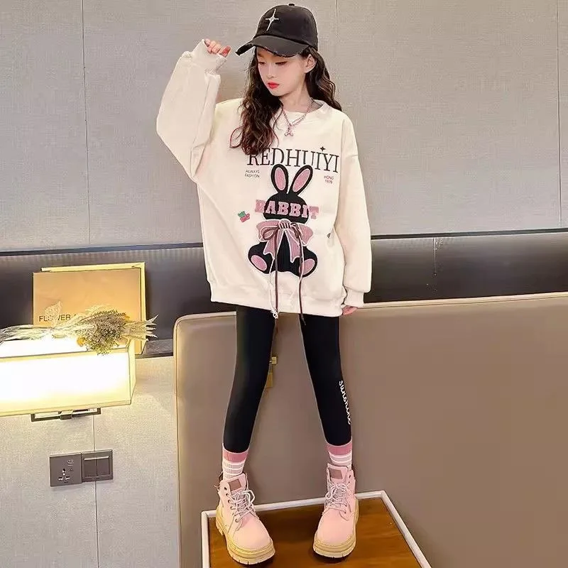 

Girls' 2025 New Autumn/Winter Cotton-Blend Long Sleeve Crewneck 3D Structured Stylish Sweatshirt