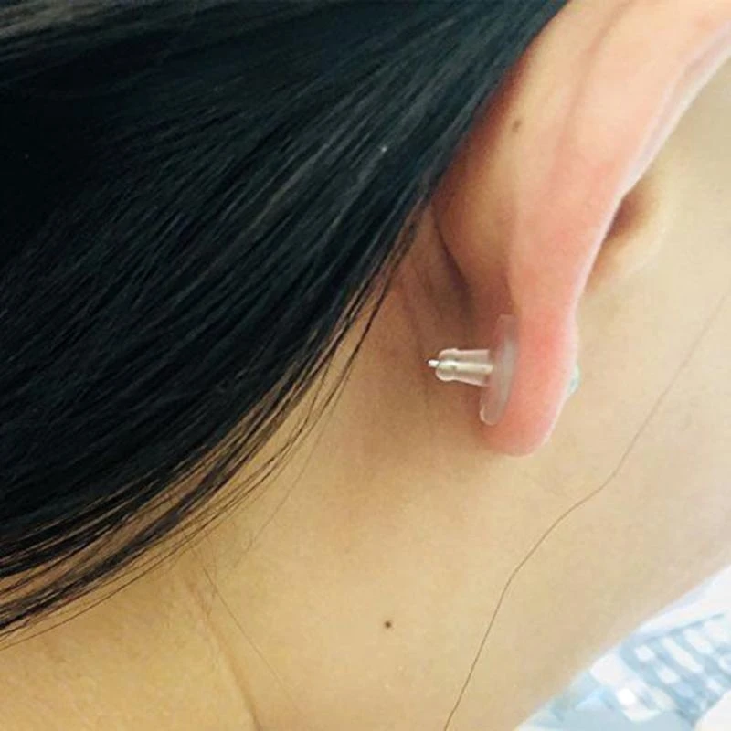 

E56A 100 Pcs Silicone Rubber Earring Holders Backstops Soft Ear Plug Supplies for DIY