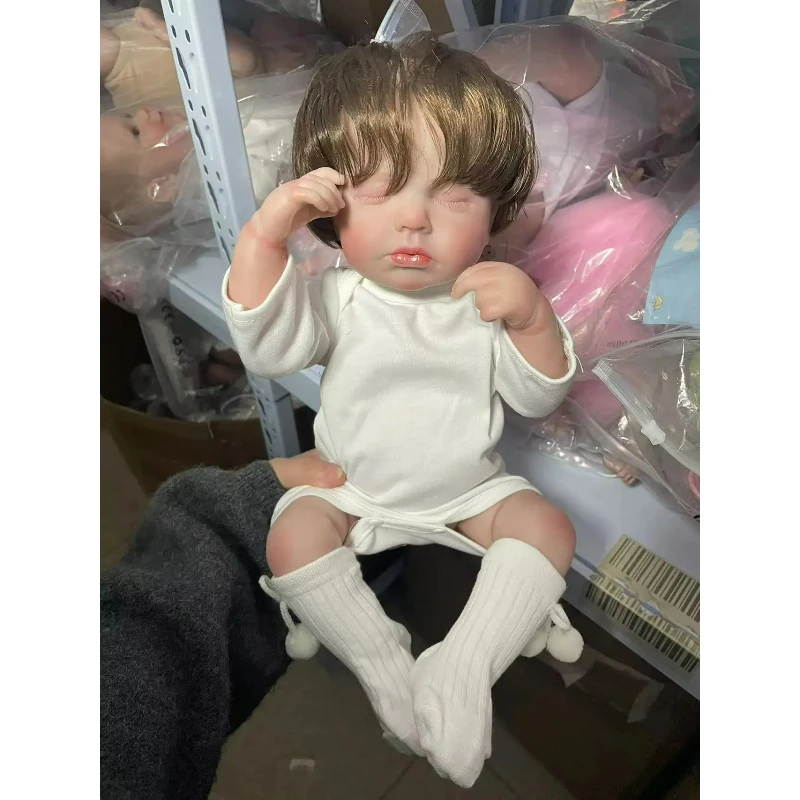 

48 см полностью виниловые куклы реборн для тела Loulou Sleeping Baby с видимыми венами, волосы ручной корня