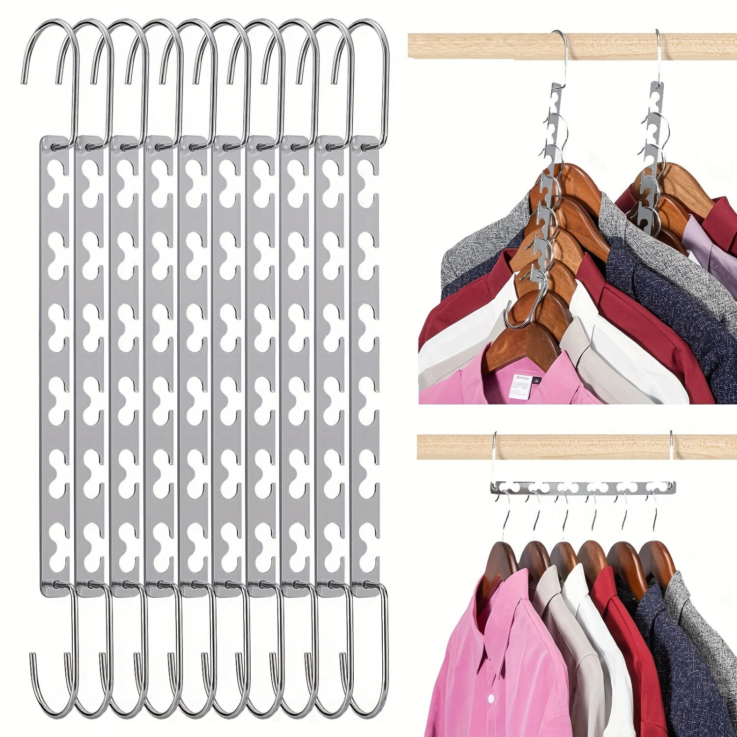 Space-Saving Stainless Steel Magic Hangers - Multifunctional, Foldable Closet Organizer For Wardrobes