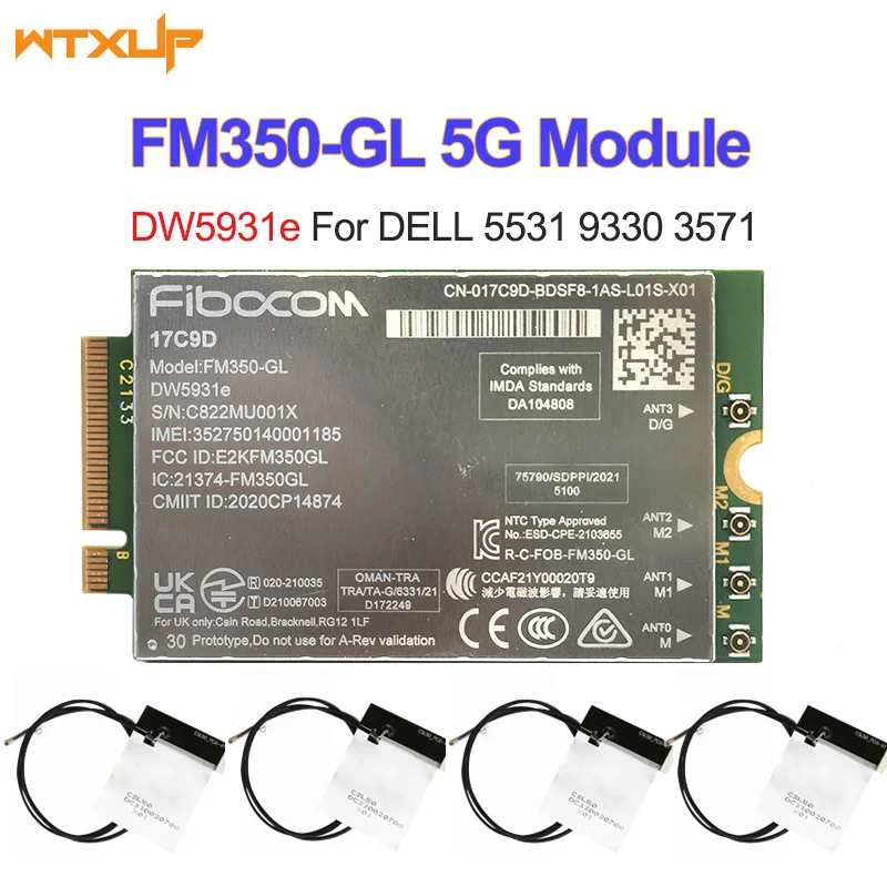 FM350-GL DW5931e 5G M.2 Module LTE WCDMA for Dell Latitude 5531 9330 3571 Laptop 4x4 MIMO GNSS Modem