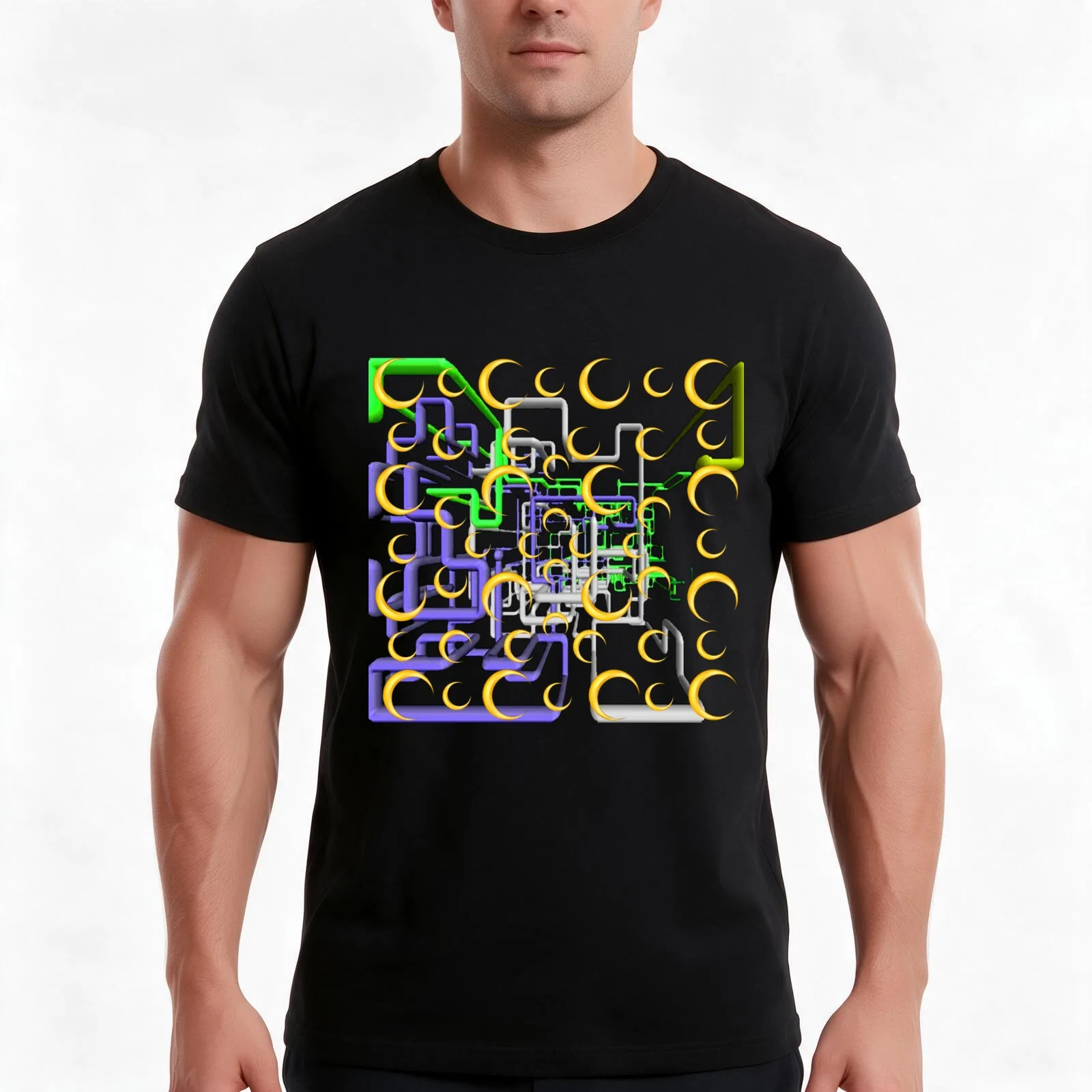 Dan Flashes pattern cool tim robinson #17 yellow,green,white and purple T-Shirt Summer Casual Cotton Tee Vintage Graphic Print
