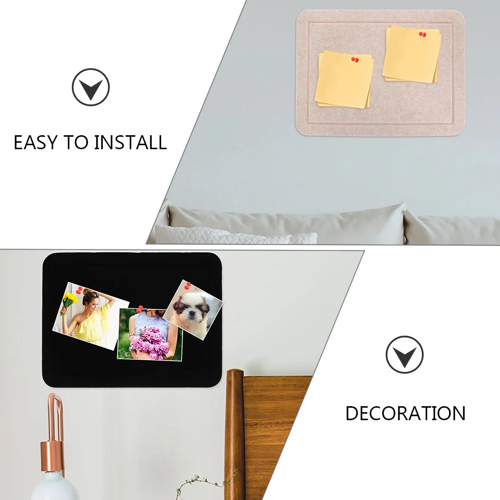 

2pcs Felt Bulletin Board Self-Adhesive Wall Mount Memo Board For Home Office Decor Pin Boards Lightweight Organizer