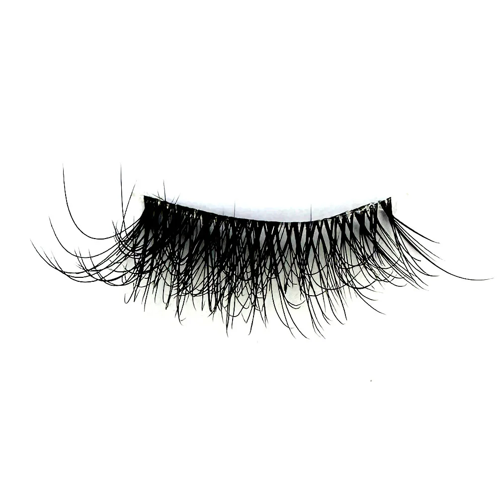 10pairsFluffy Half eye Mink Eyelashes Clear Band Eye Lashes Crisscross Transparent Band False Eyelashes Handmade Dramatic Lashes