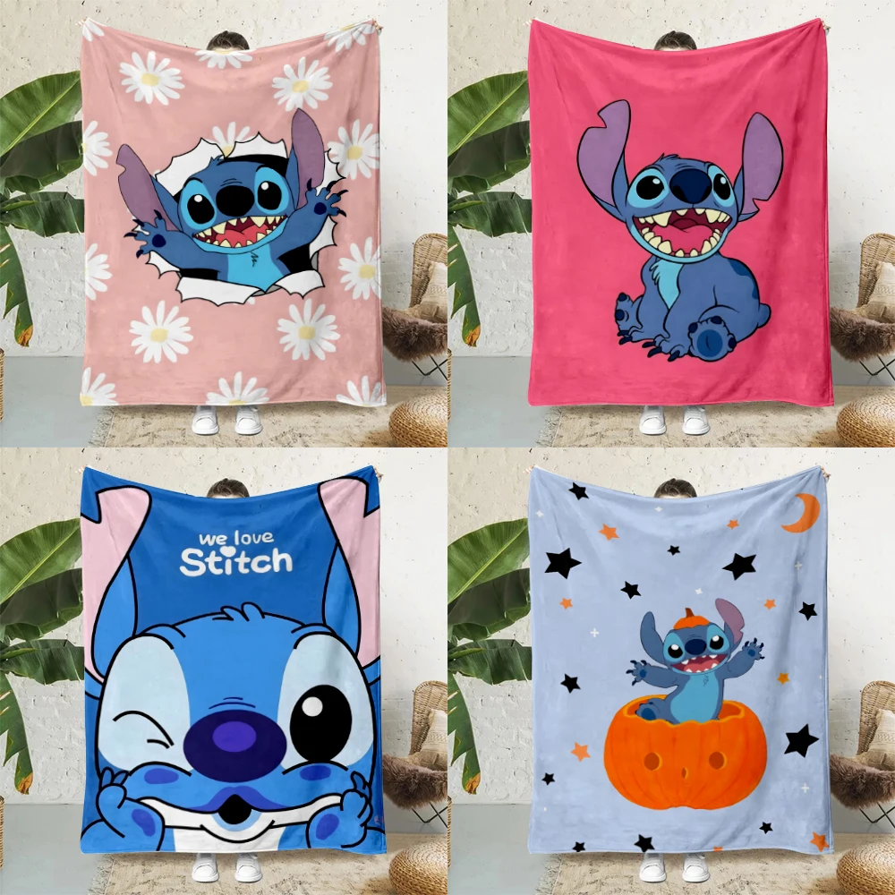 Cute Cartoon D-Disney Stitchs Printed Blanket Picnic Blankets Warm Blanket Soft and Comfortabl Blanket Home Travel Birthday Gift