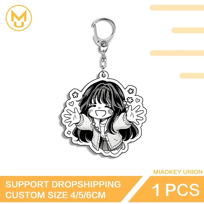 Kaoruko Waguri Military Keychain Black White Manga Acrylic Stand Kawaii Little Girl Unique Art Creative Y2K Portrait Jewelry