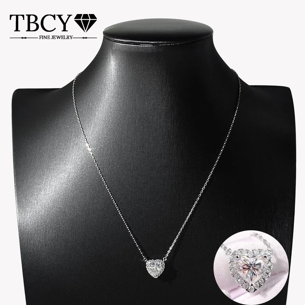 TBCYD 4CT Moissanite Heart-shaped Pendant Crystal Necklace for Women's Festival Exquisite Charm Jewelry Gifts