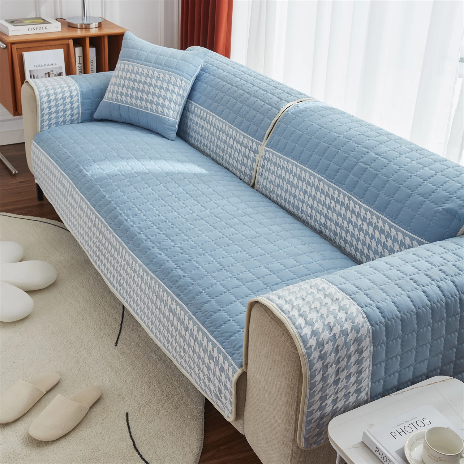 Hahnentritt-Spitze, Dekor, Quilten, Sofa-Kissenbezug, rutschfeste Sofa-Schonbezüge für Wohnzimmer, Couch, Sitzbezüge, haustierfreundlich – Detail 12