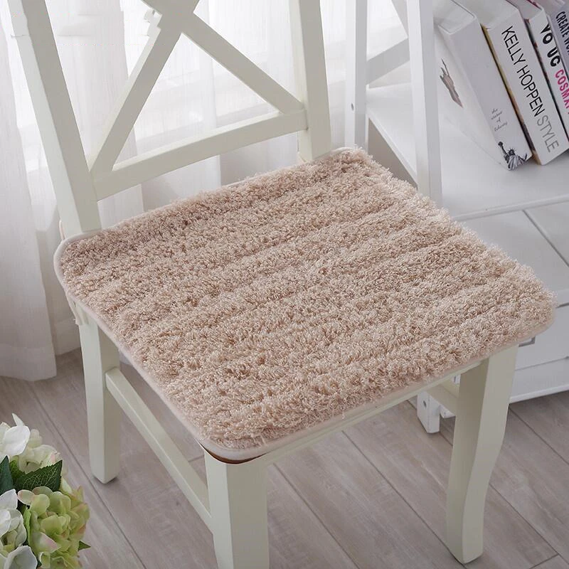 Four Season Universal Stripe Plush Dining Chair Cushion Thicken Warm Office Stool Mat Home Study Computer Chair Square Seat Pad