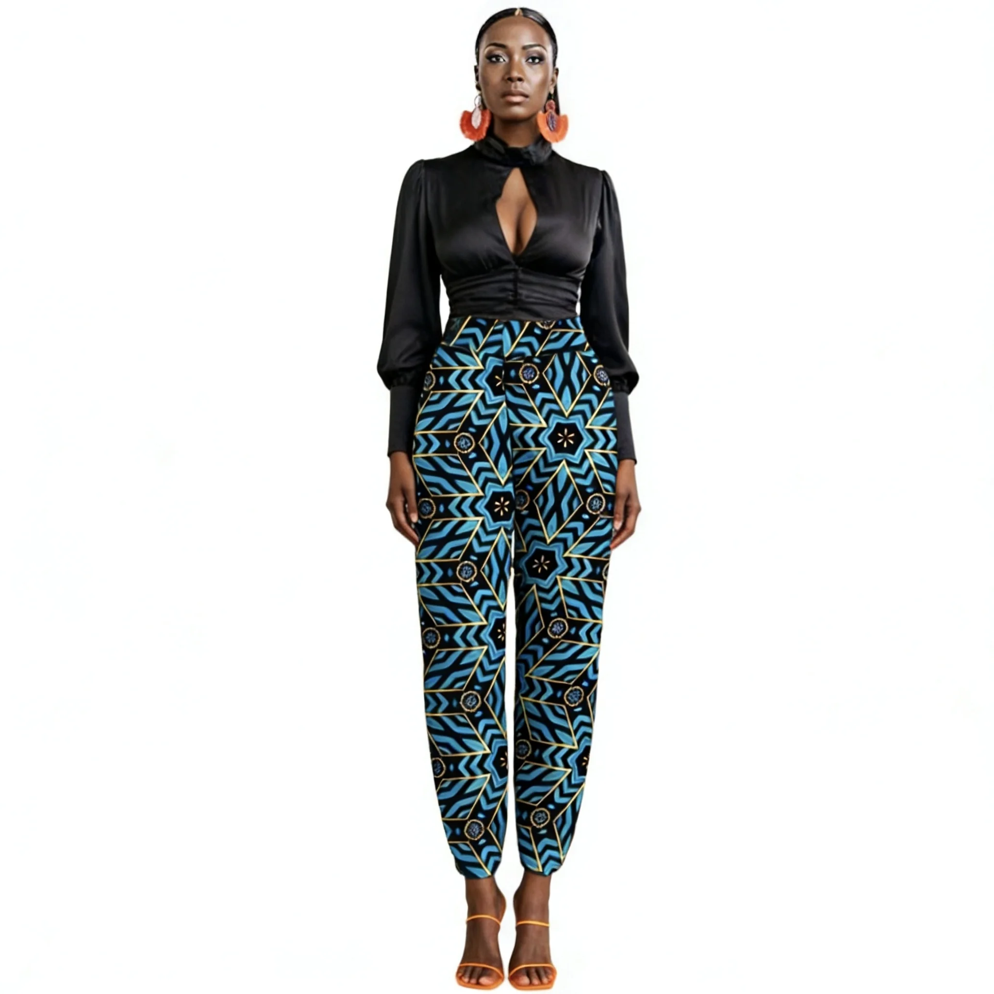 

African Couture Ankara Print Tapered Pants For Women Vintage Trousers Traditional Party Wear Female Performance Costume