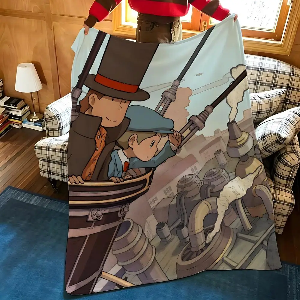 Game P-Professor L-Layton Throw Flannel Cozy Print Blanket, Portable, Durable  Machine Washable cute Cool