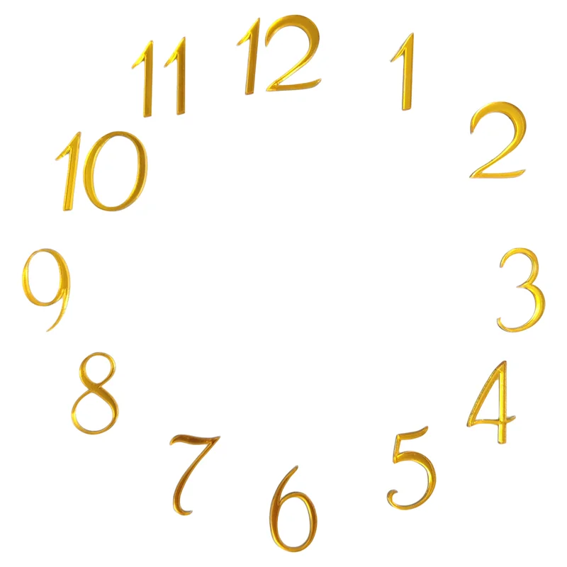 3D Self‑Adhesive Acrylic Arabic Numerals Clock Numbers Stickers Black Silver Gold With Protective Film DIY Wall Clock Replacemen