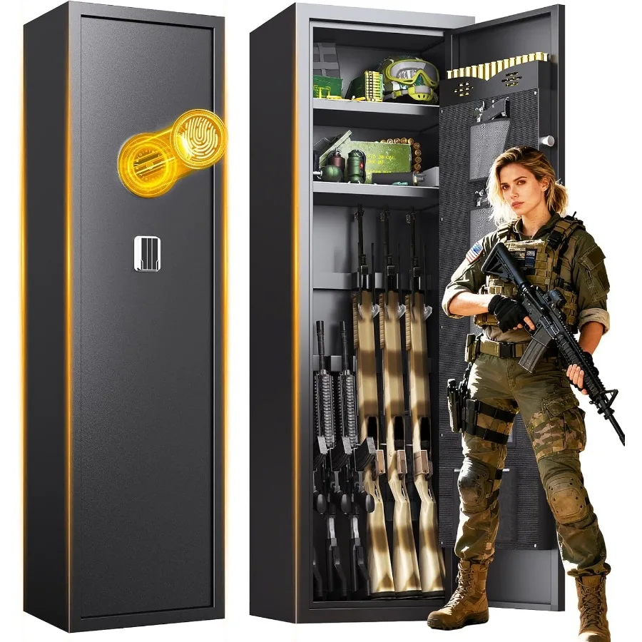 

Сейф для оружия на 12-16 пистолетов и ружей, большой сейф для охотничьих ружей, шкаф для оружия с биометрическим замком по отпечатку пальца и съемной полкой для хранения
