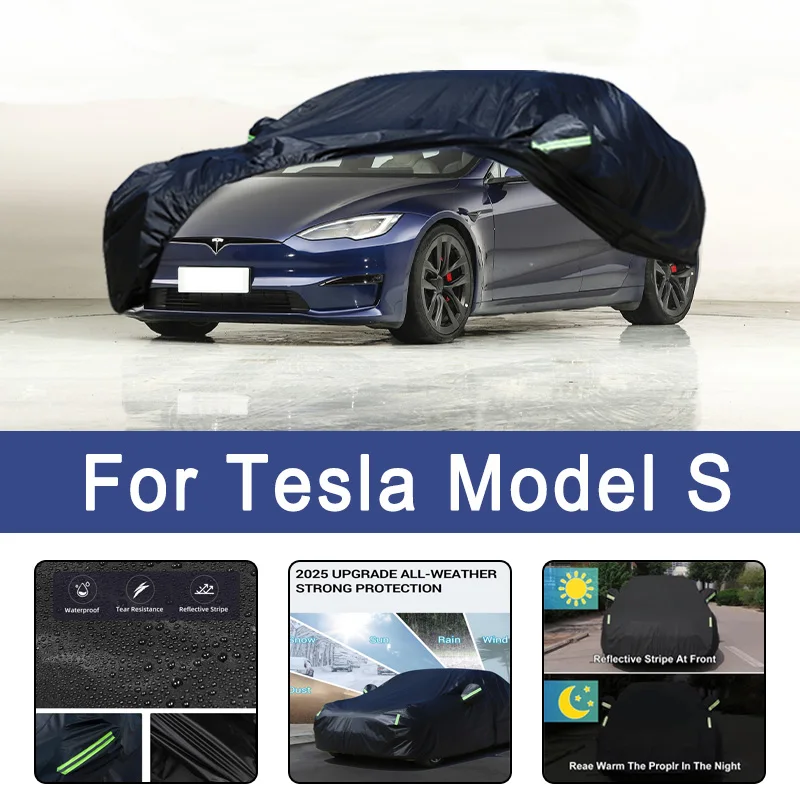 

For Tesla Model S All-Weather Car Covers 6-in-1 Waterproof Dustproof UV Proof Snowproof Scratch Resistant Protection
