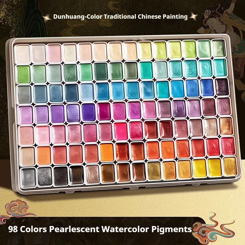 20/36/98 Color Pearlescent Watercolor Paint- Intense Sparkle Light Fastness Metallic Watercolor Paint Set Glitter Solid Pigments