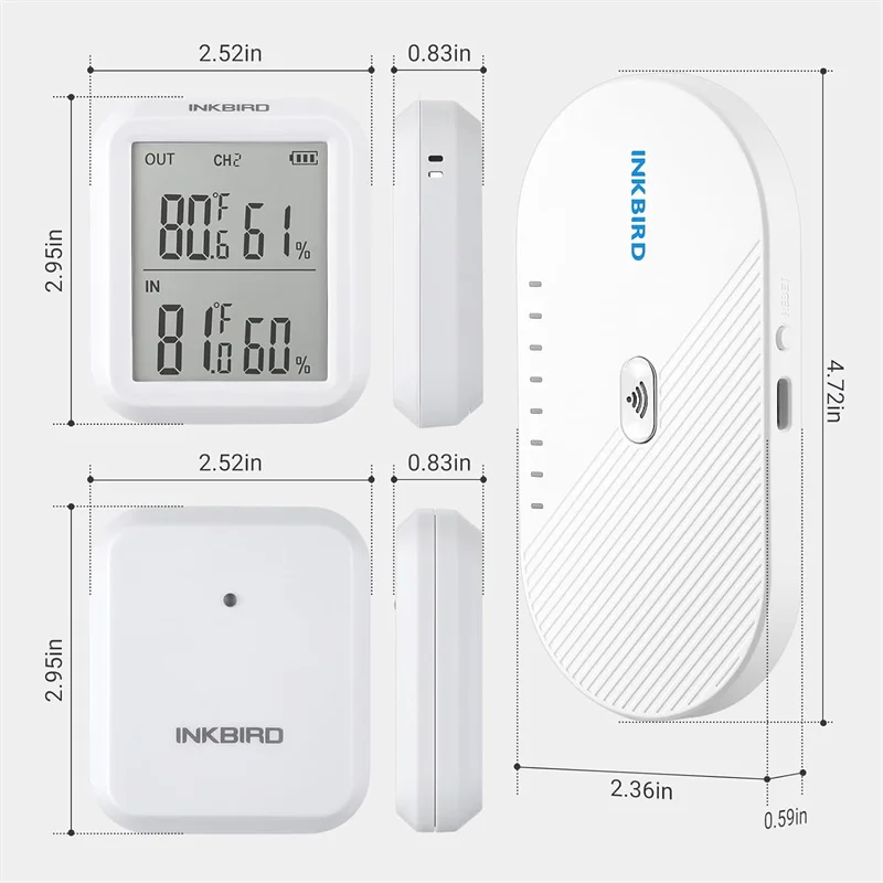 Imagem -02 - Inkbird-higrômetro e Termômetro Sensor Interior e Exterior com Wi-fi Gateway Smart App Monitor Remoto de Temperatura e Umidade Versão Eua