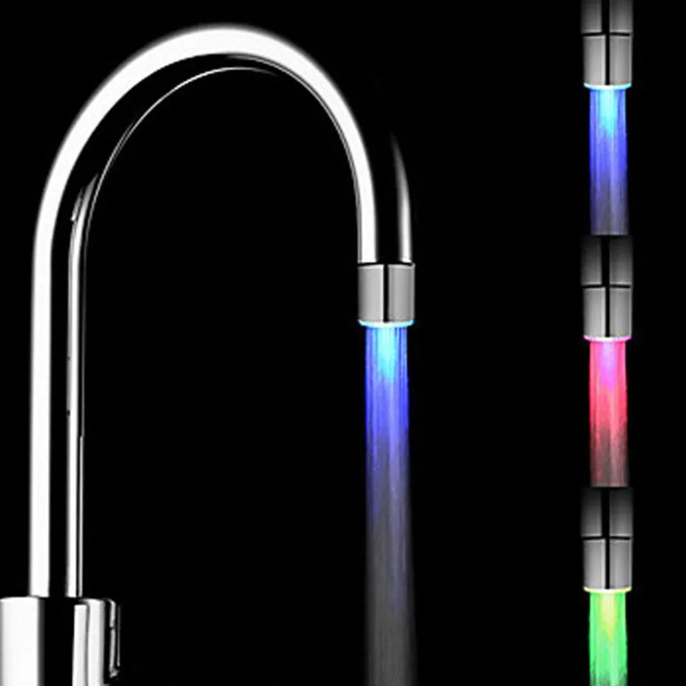 1pcs Temperature Sensor LED Light Water Faucet Tap Glow Lighting Shower Spraying Faucet for Kitchen Bathroom Drop Shipping Sale