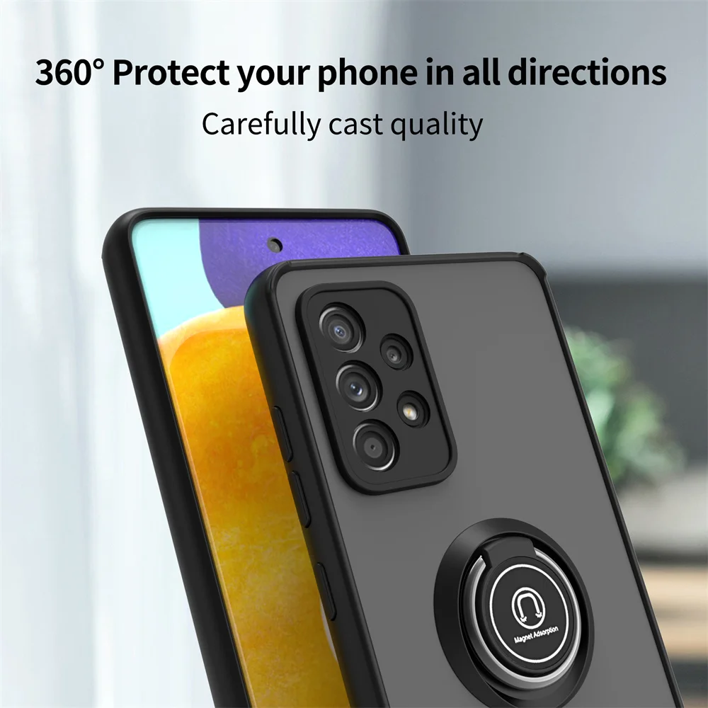 NEW Magnetic Matte Case For A42 A33 A32 A31 A03 A04 Samsung Galaxy A73 A72 A71 A52 A51 A50 PluShockProof Ring Holder Cover Full