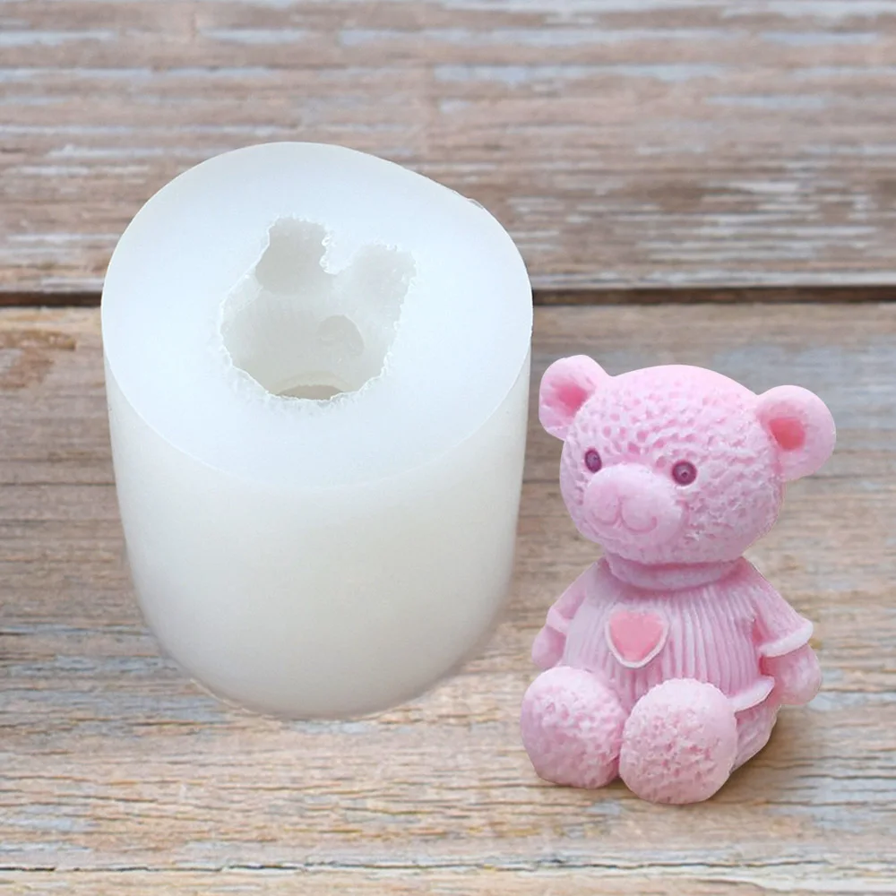 Sweater Bear Candle Silicone Mold for DIY Fondant Chocolate Cake Decorating Ornaments Handicrafts Soap Mold Hand Gift Making