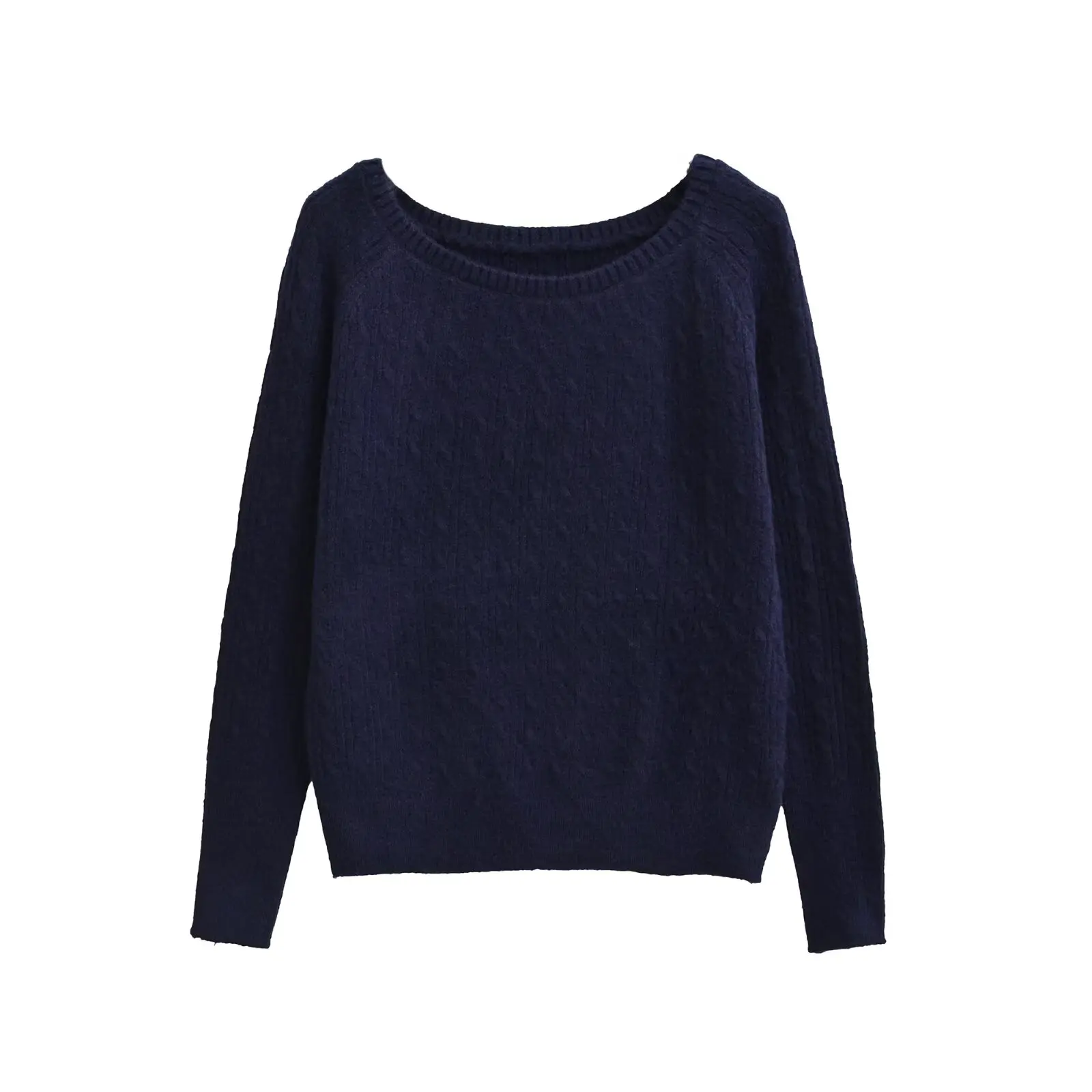 American BM Sle Gestrickter Long Sve One-Shoulder Twist Sweater Damen Pure Color Base IRt Vielseitiger Crew Ne Pullover