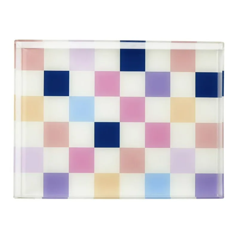 Acrylic Multi-Color Block Rectangle Decorative Tray, 15.7