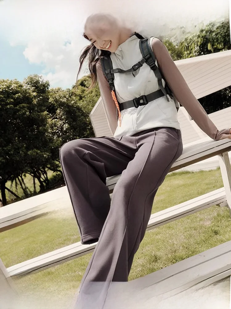 

Bananain Fce Lined Wide Leg Pants Women's Autumn Winter Drapey Sweatpants Skin Friendly Glutinous Rice Flour Pants Anti St...