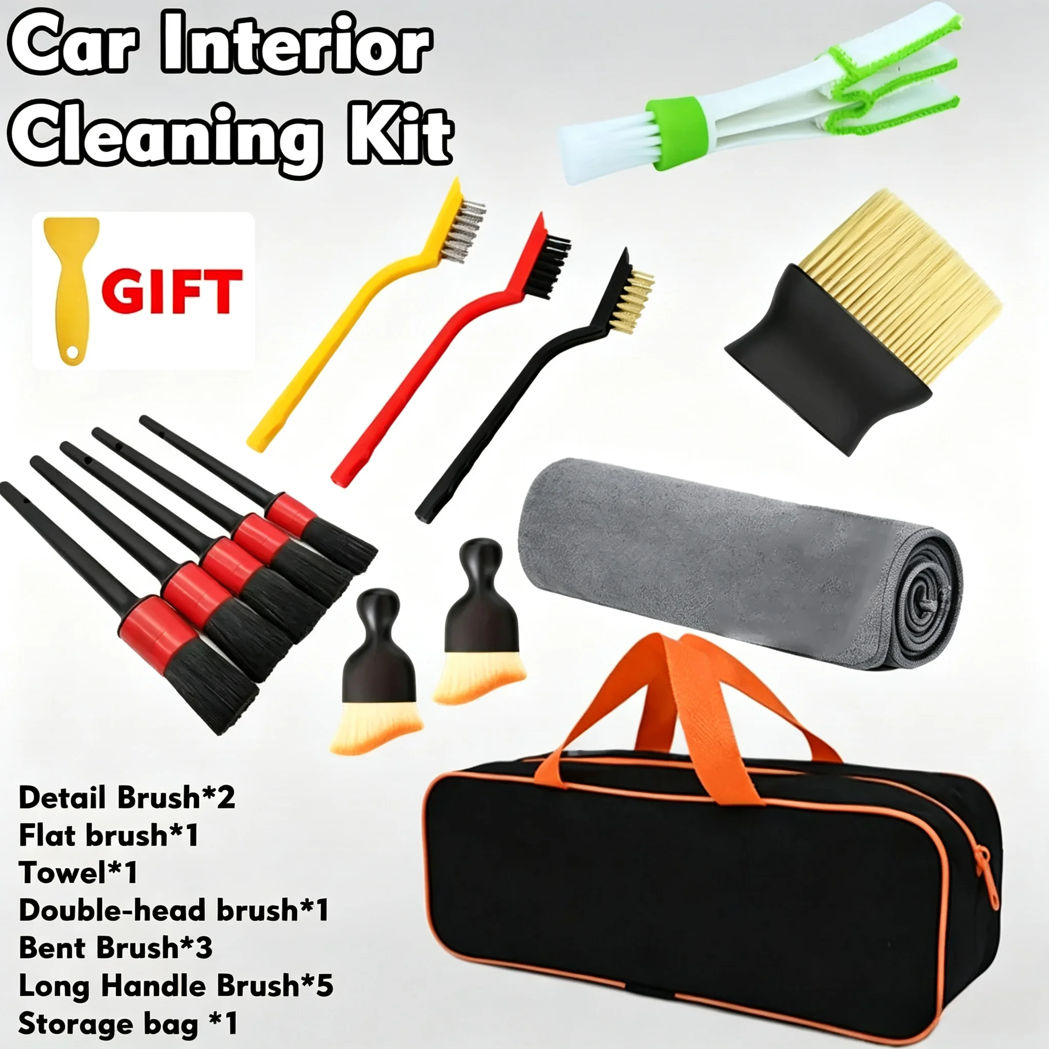 1/15Pcs Car Cleaning Detailing Brush Kit For Leather Air Vents Rim Dirt Dust Removal Multi‑Purpose Auto Cleaning Tools Car