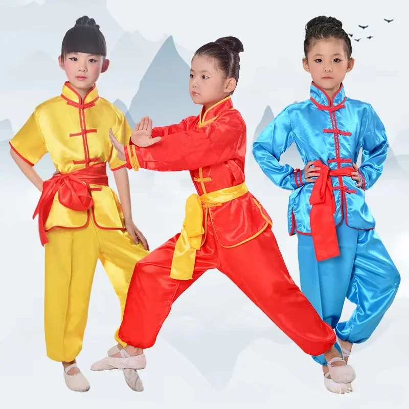 

2026 Boy Tai Chi Set Cosplay Children's Sets Perform Baby Wushu Martial Arts Costume Outfit Kids Clothes Kung Fu Uniform Girls